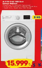 ALTUS AL 8103 ÇAMAŞIR MAKİNESİ 1000 DEVİR 8 KG fiyat ve kampanya bilgisi